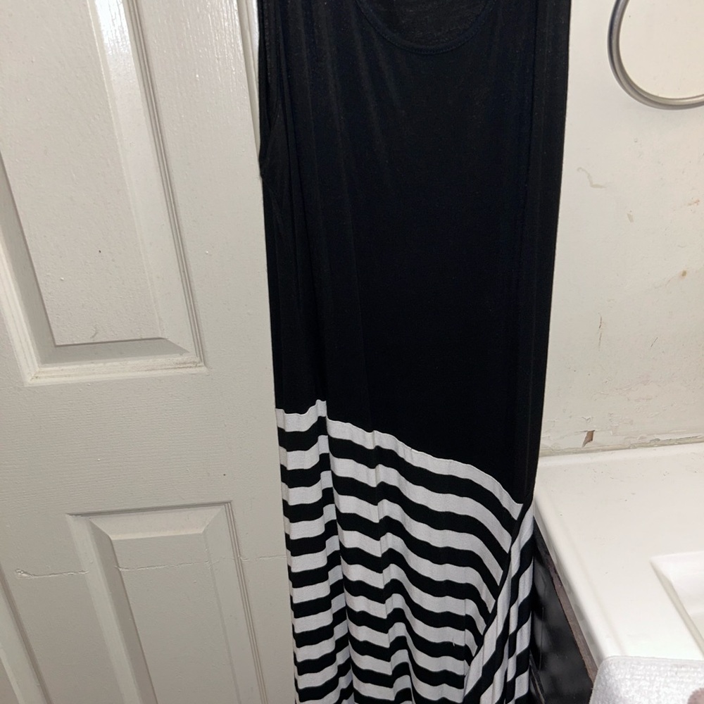 Avenue Black and White Asymmetrical Dress